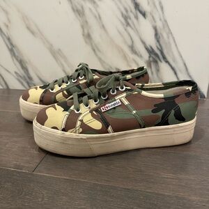 Superga | Camo print platform sneaker
